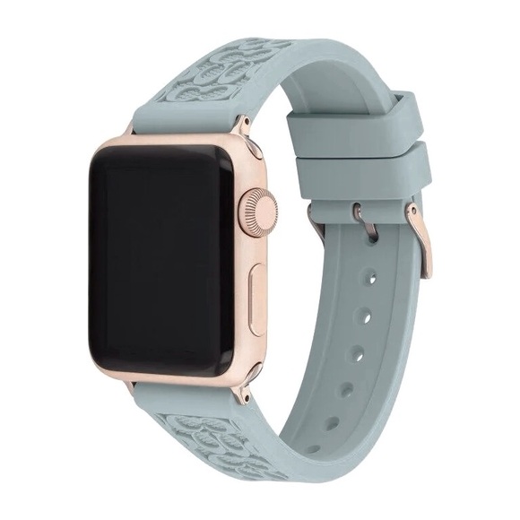 COACH Rubber Teal Embossed Apple Watch Strap for 38 40 41mm Apple Watches *BNIB - Picture 8 of 14